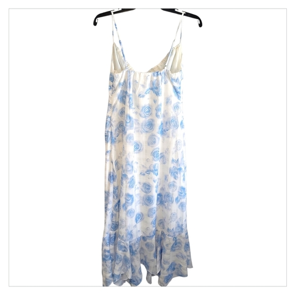 Blue Rose Cotton Blend Slip Dress Y2K Coquette Midi - Picture 4 of 8